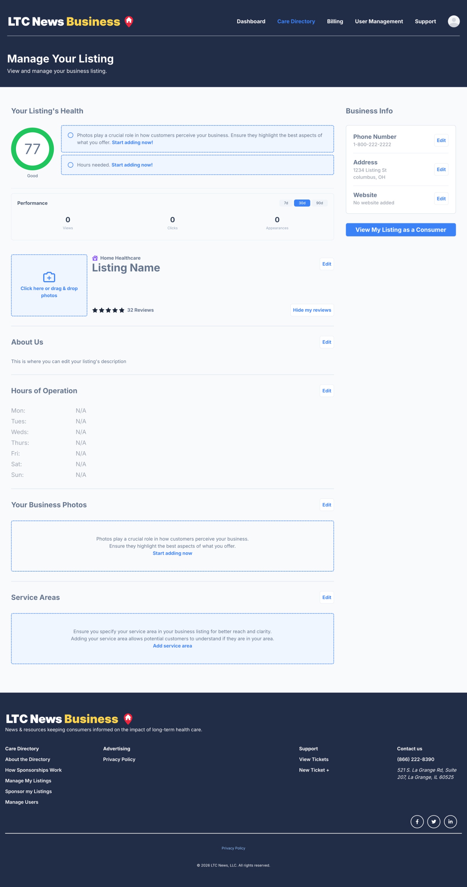 Edit Listing View